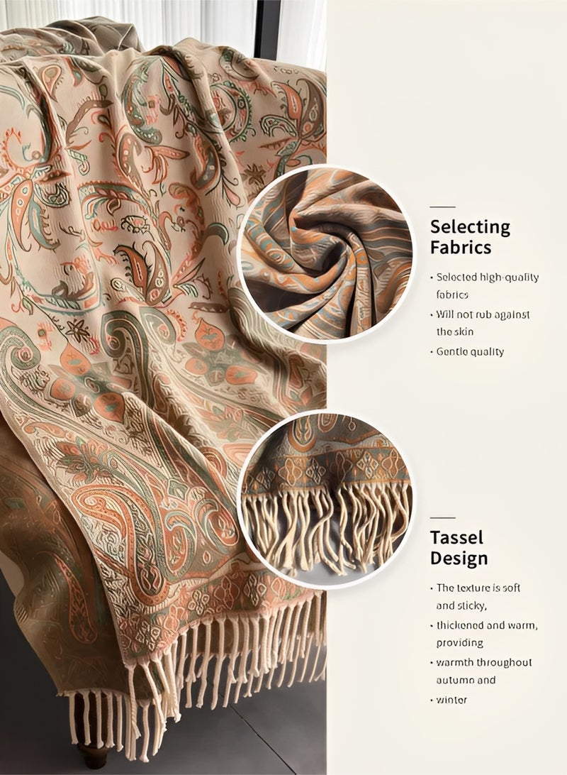 قِيرّا شال كشمير نسائي ناعم، وشاح شتوي سميك ودافئ، غطاء اكتاف انيق لفساتين السهرة والزفاف والسفر 68 في 200 سم - Image 3